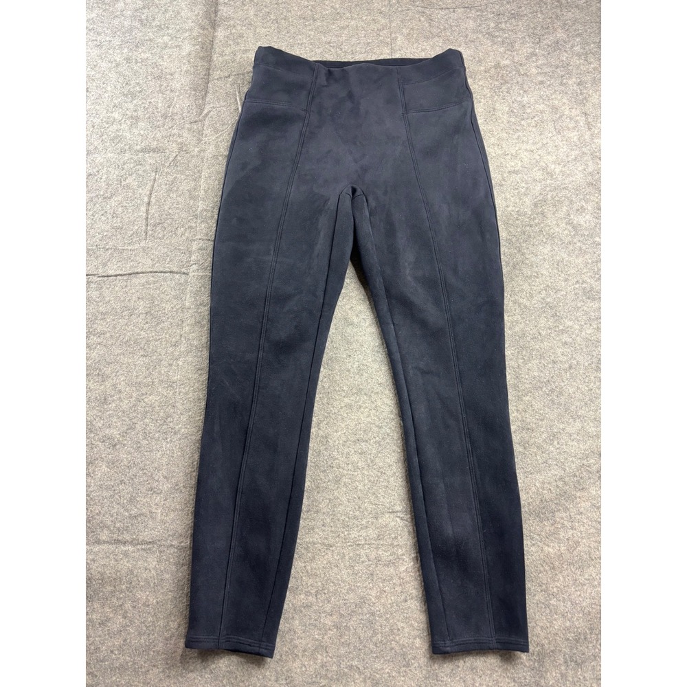 Spanx Faux Suede Leggings Navy Blue High Rise Seamed Womens MP Classic Sexy